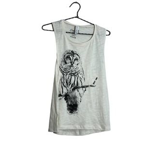Couth Clothing White Owl muscle Tank Top Small